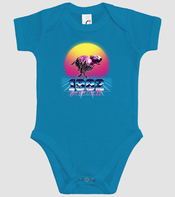 1982 Year of the Dog model turcoaz pe tricou