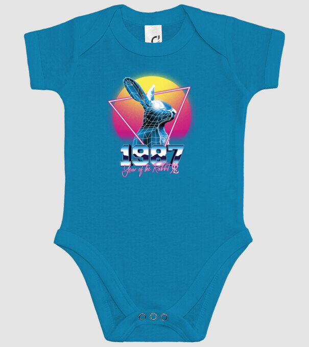 1987 Year of the Rabbit model turcoaz pe tricou