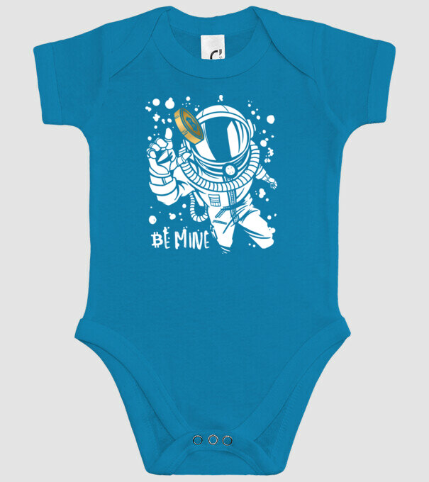 Bitcoin Astrounaut model turcoaz pe tricou