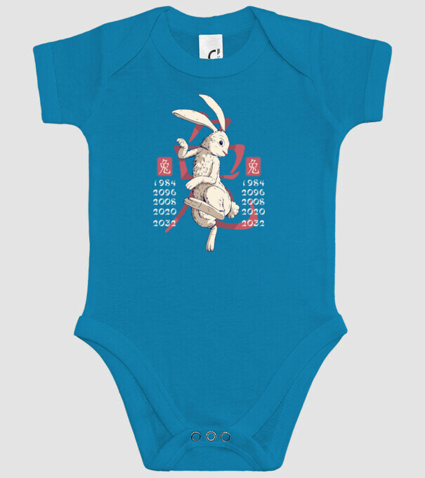 Year of the Rabbit model turcoaz pe tricou