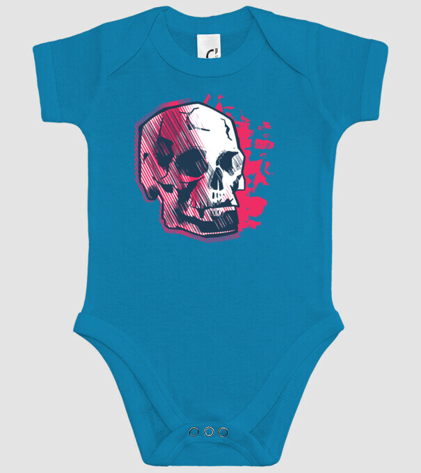 Craniu abstract model turcoaz pe tricou