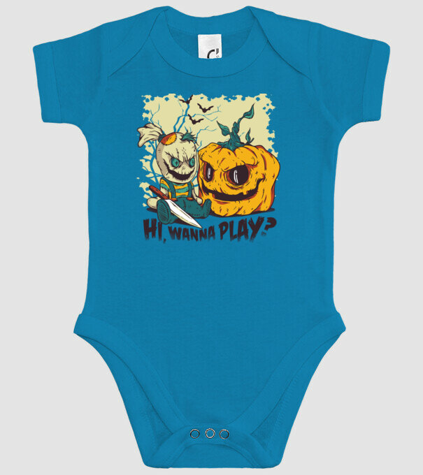 Vrei să te joci? Halloween model turcoaz pe tricou