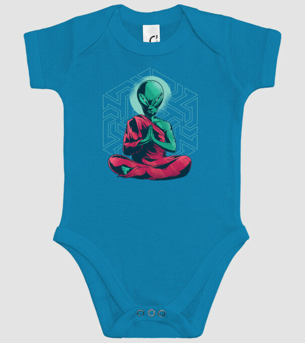 Meditație Alien model turcoaz pe tricou