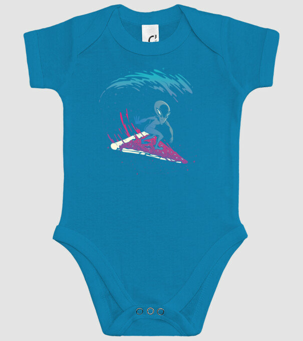 Alien Pizza Surf tricou amuzant model turcoaz pe tricou