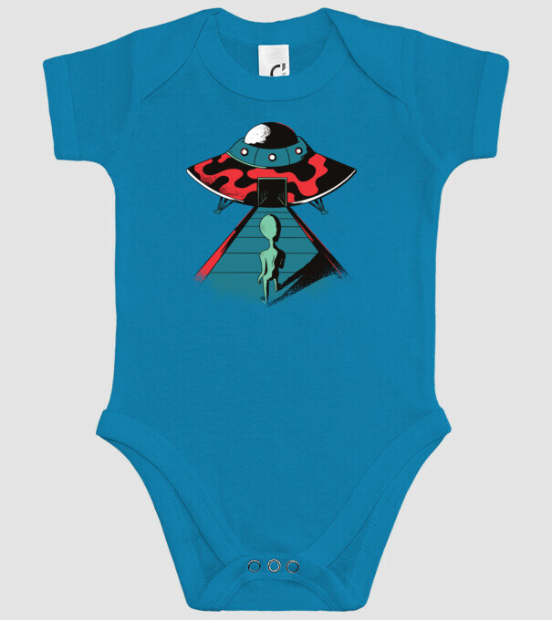 Alien Ufo model turcoaz pe tricou