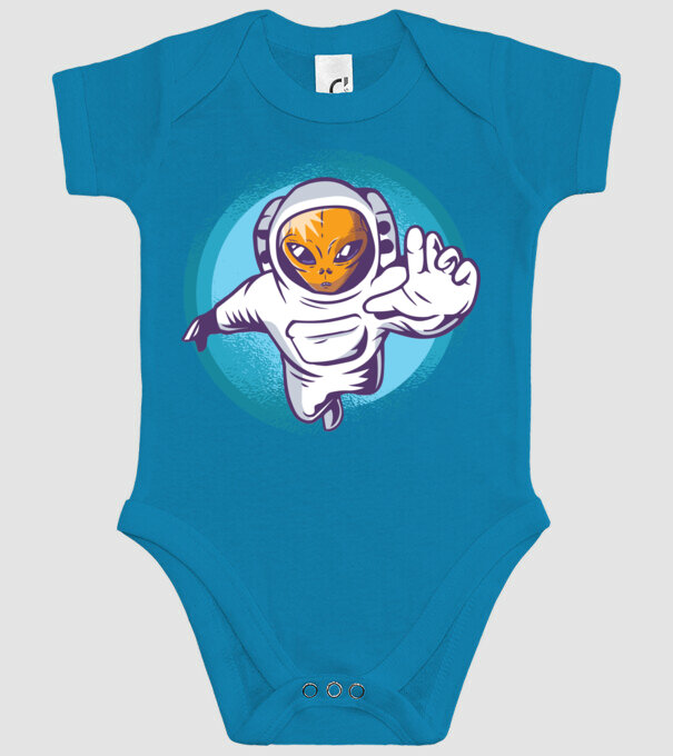Alien Astronaut model turcoaz pe tricou