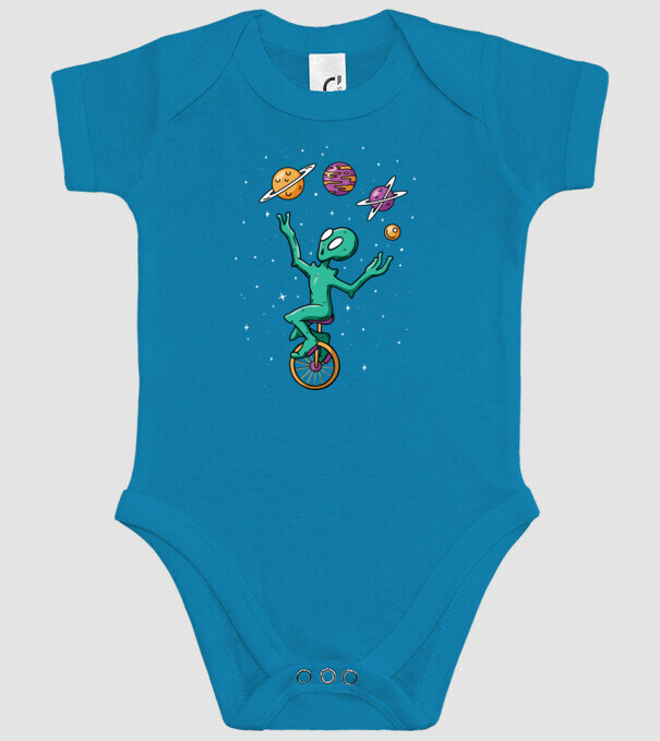 Jongler Alien model turcoaz pe tricou