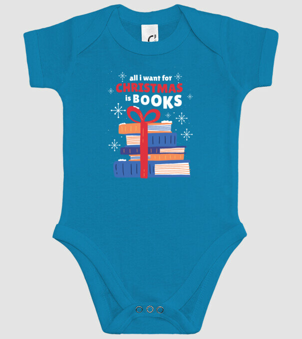 All I want for Christmas is Books tricou cu cărți model turcoaz pe tricou