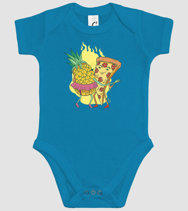 Pizza cu ananas Dragoste model turcoaz pe tricou