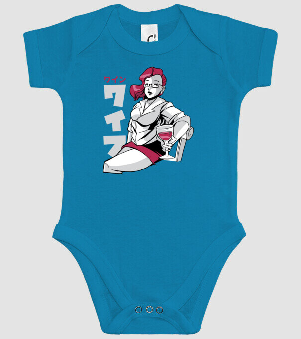 Anime fată cu vin model turcoaz pe tricou