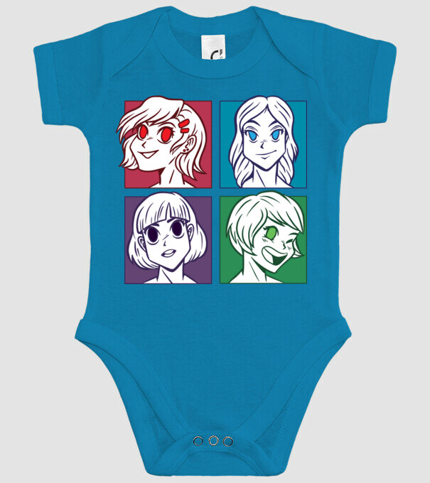 Fețe Anime fată Pop Art model turcoaz pe tricou