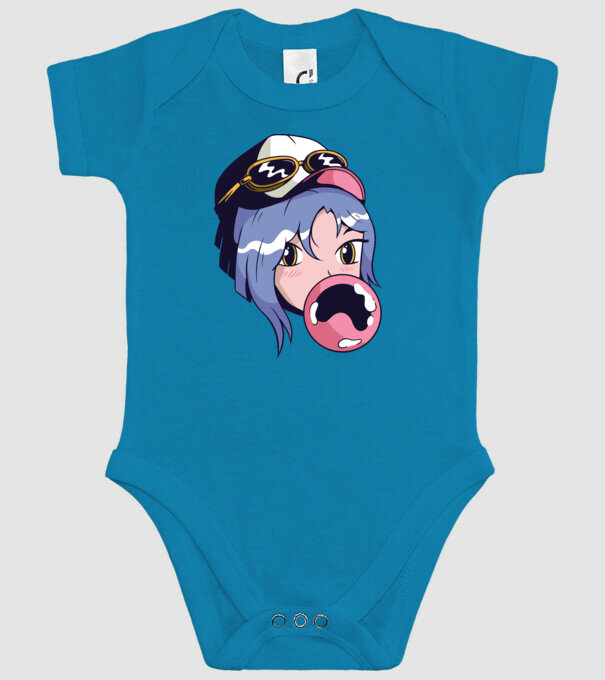 fată Anime cu gumă de mestecat model turcoaz pe tricou