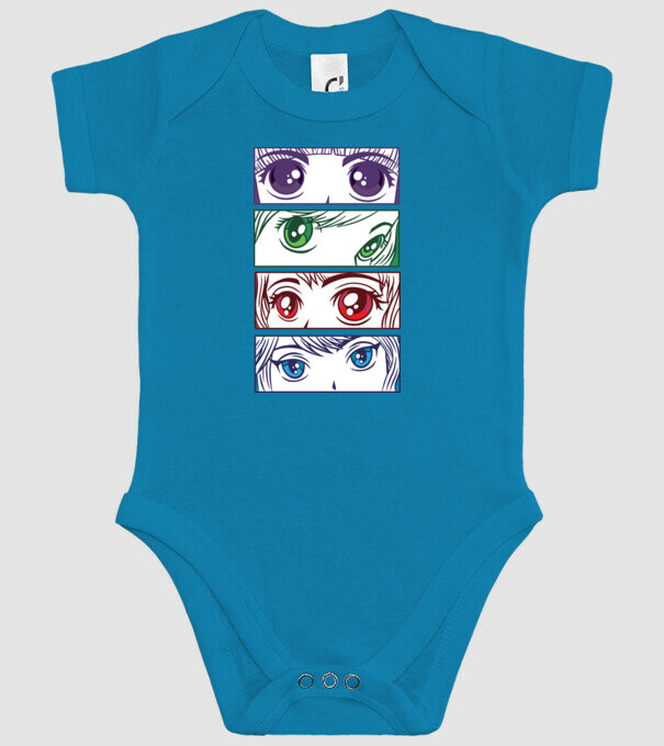 Anime ochi de fată Pop Art model turcoaz pe tricou