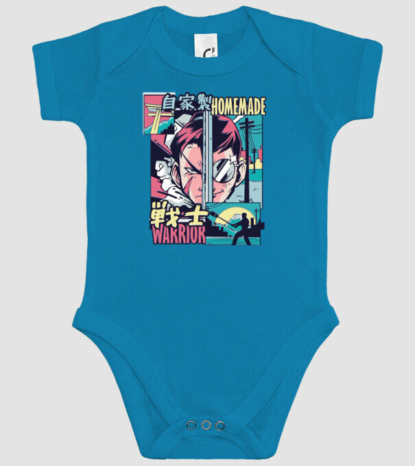 Anime Vaporwave Home Made Warrior model turcoaz pe tricou