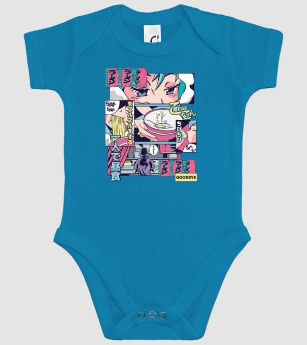 Anime Vaporwave Ramen model turcoaz pe tricou