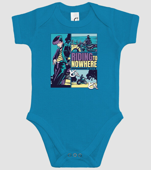 Anime Vaporwave Riding Nowhere model turcoaz pe tricou