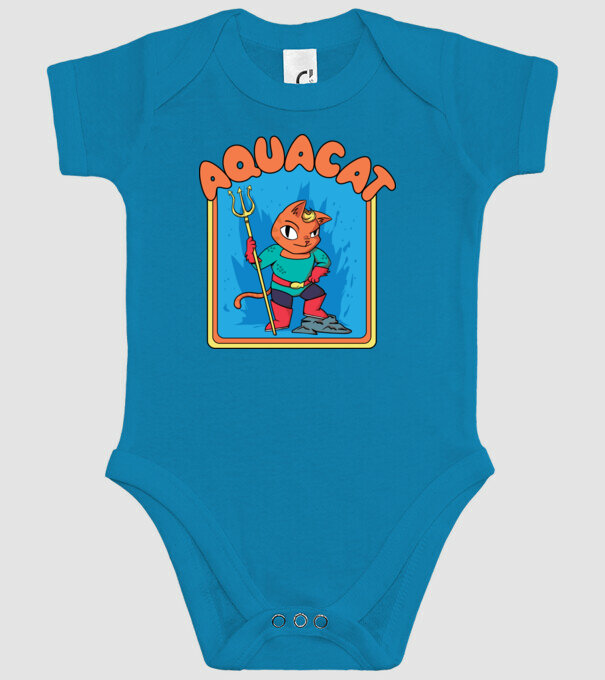 Aquacat model turcoaz pe tricou