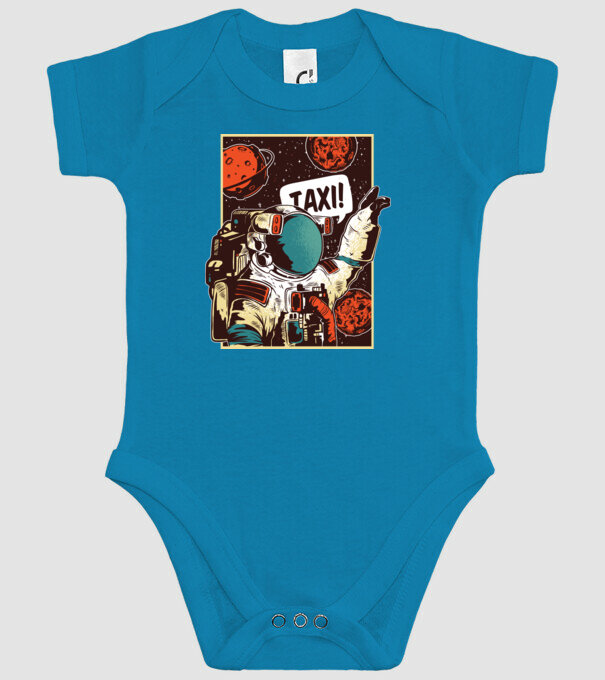 Astronaut Taxi model turcoaz pe tricou