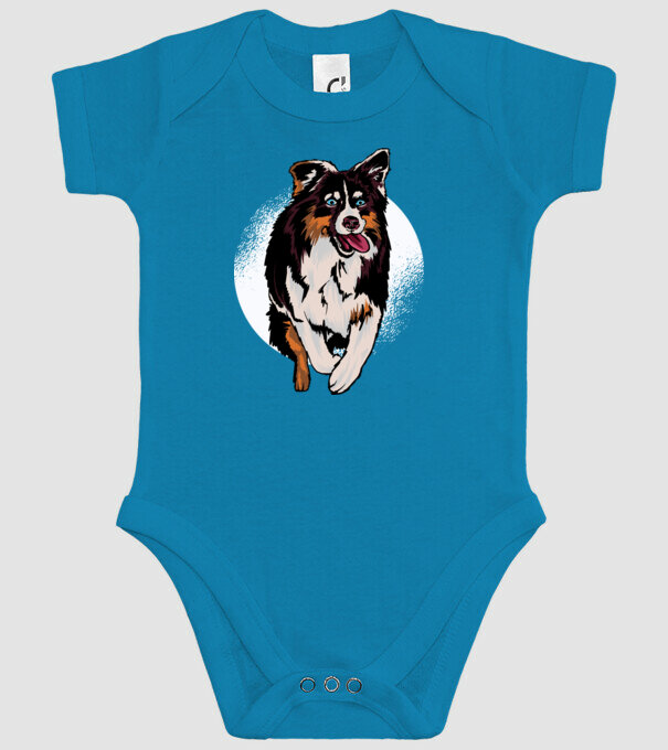 Câine ciobănesc Australian model turcoaz pe tricou
