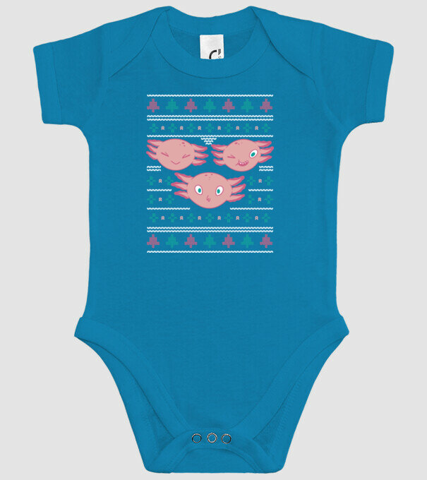 Pulover urât Axolotl model turcoaz pe tricou