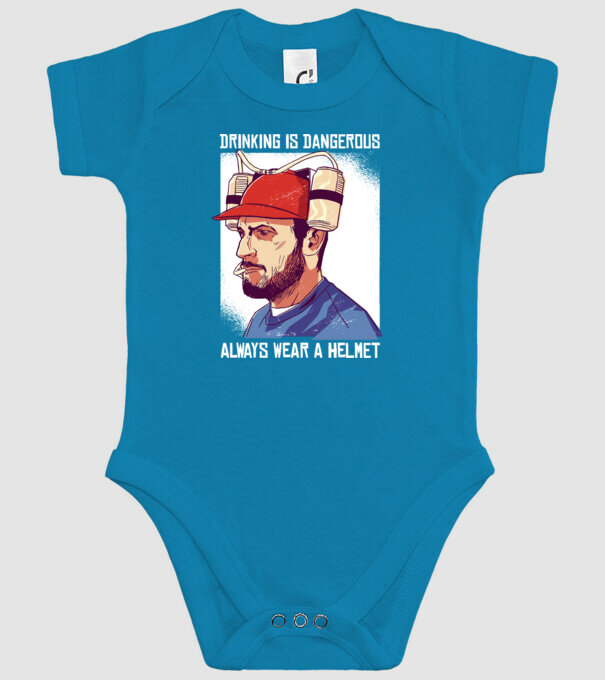 Băutul este periculos, poartă întotdeauna o cască model turcoaz pe tricou