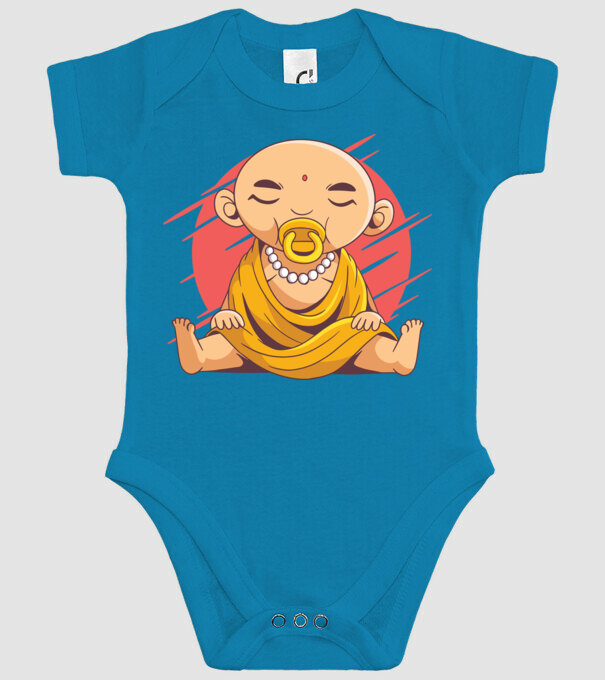 Baby Buddha cu suzetă tricou amuzant model turcoaz pe tricou