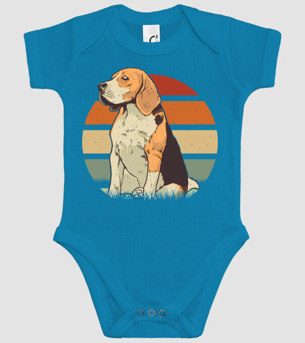 Beagle Retro Sunset model turcoaz pe tricou