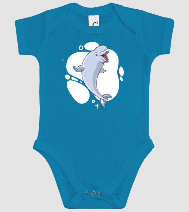 Balenă Beluga model turcoaz pe tricou