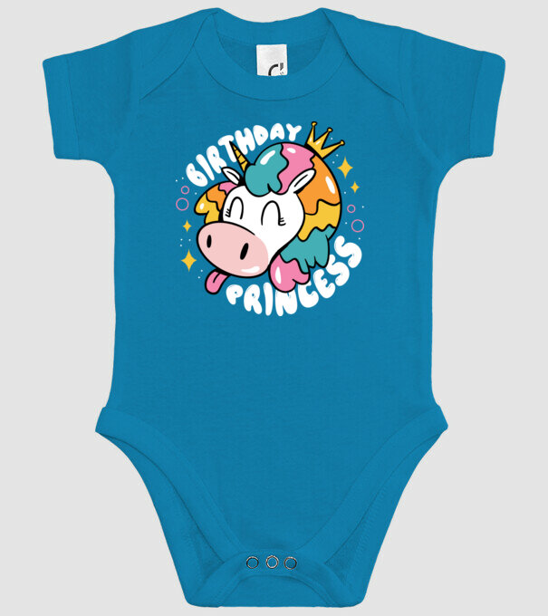 Birthday Princess Unicorn model turcoaz pe tricou