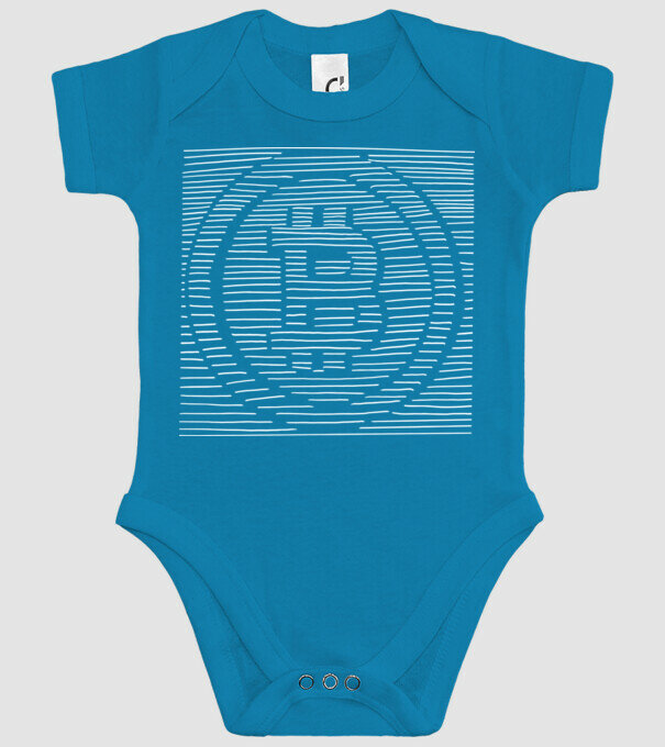 Linii 3d Bitcoin model turcoaz pe tricou