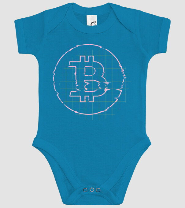 Bitcoin Glitch model turcoaz pe tricou