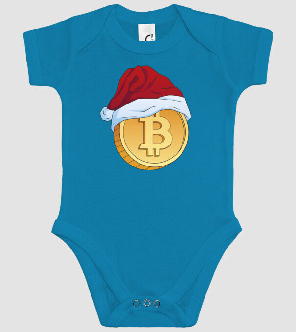 Crăciun Bitcoin model turcoaz pe tricou