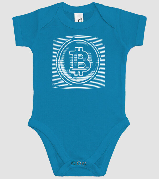 Bitcoin logo model turcoaz pe tricou