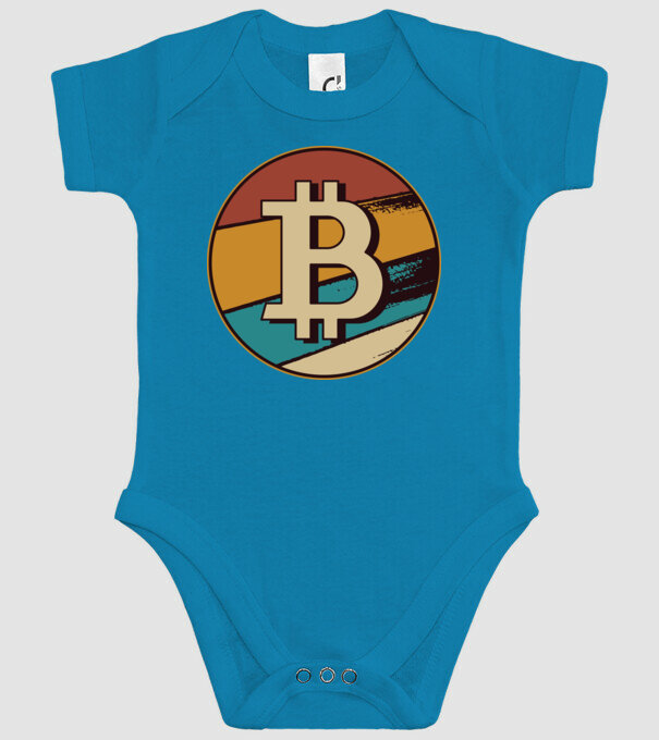 Bitcoin retro model turcoaz pe tricou