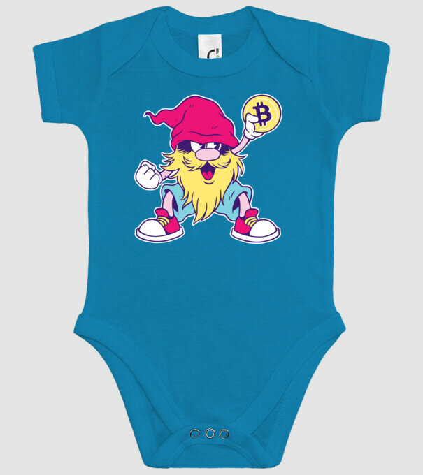 Pitic Bitcoin model turcoaz pe tricou