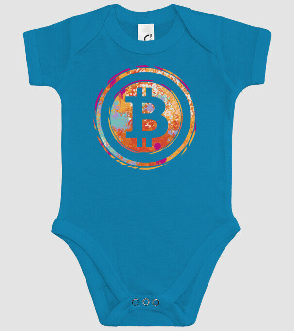 Bitcoin Watercolor model turcoaz pe tricou