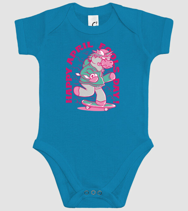 Ziua proștilor Unicorn model turcoaz pe tricou