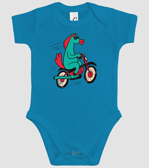 Cal cu bicicletă model turcoaz pe tricou