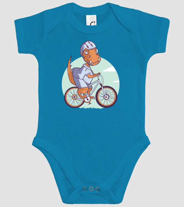 Dinozaur de T-Rex cu bicicletă model turcoaz pe tricou