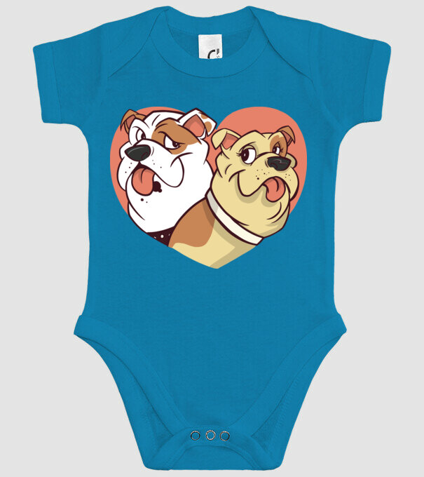 Dragoste Bulldog model turcoaz pe tricou