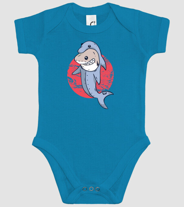 Rechin în costum de delfin model turcoaz pe tricou
