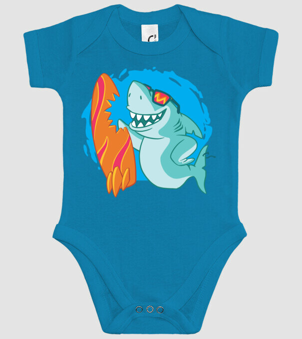 Mușcătură rechin Surf model turcoaz pe tricou