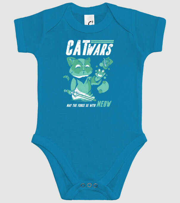 Cat wars - May the force be with meow model turcoaz pe tricou