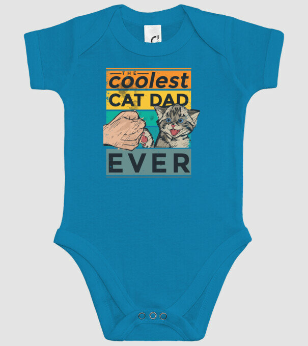 Coolest Cat Dad Ever - Cel mai tare tată cu pisică model turcoaz pe tricou