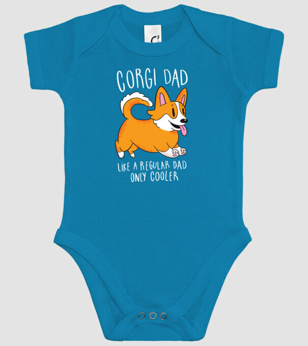 Tată de Corgi model turcoaz pe tricou