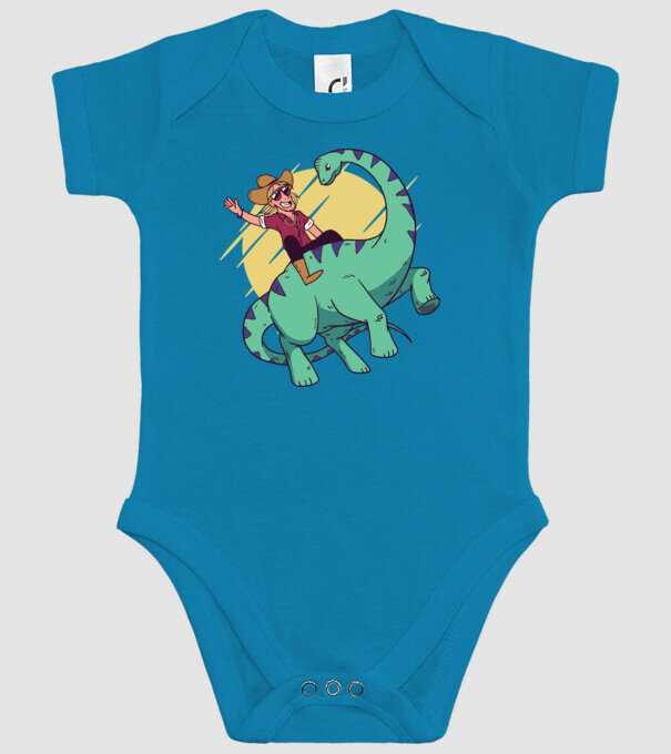 Dinozaur Cowboy model turcoaz pe tricou