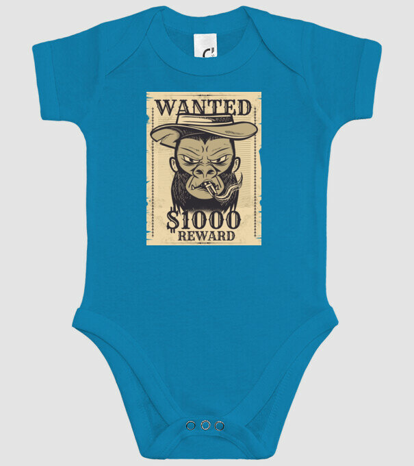 Maimuță cowboy model turcoaz pe tricou