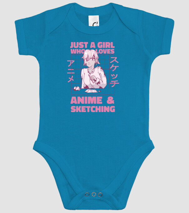 Doar o fată căreia îi place Anime și desenul model turcoaz pe tricou