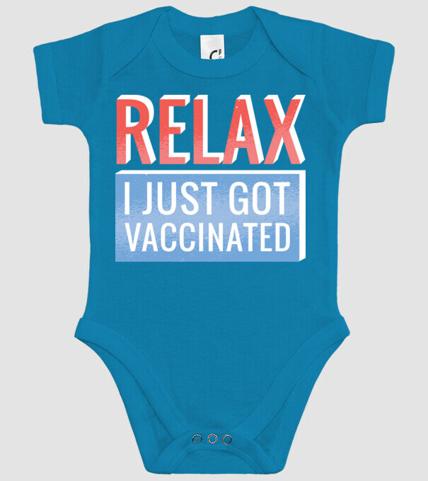 Fii calm, sunt vaccinat model turcoaz pe tricou