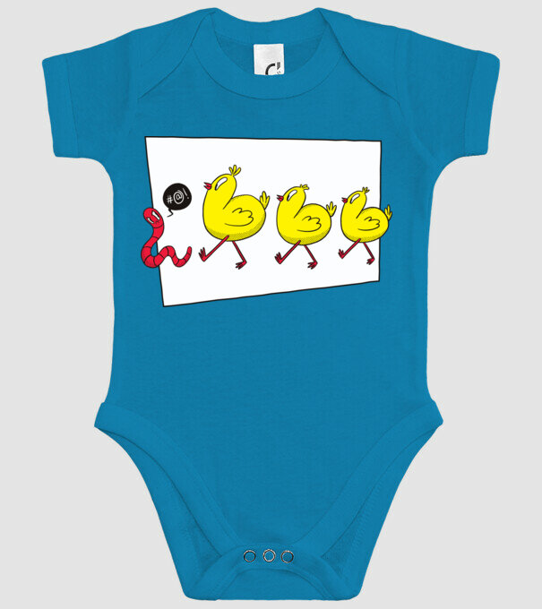 Pui cu vierme model turcoaz pe tricou
